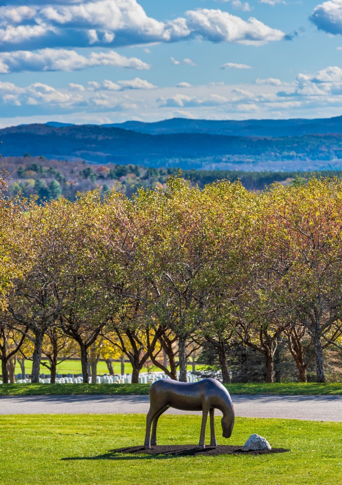 “Honor,” a life-size bronze sculpture by Braintree artist Karen Petersen, at The Vermont Veterans Memorial Cemetery in Randolph Center.